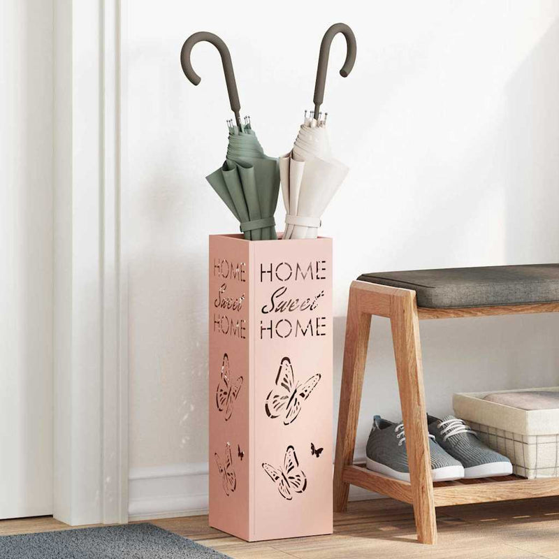Load image into Gallery viewer, Vidaxl paraplu standaard met opslag roze 15,5 x 15,5 x 49 cm metaal