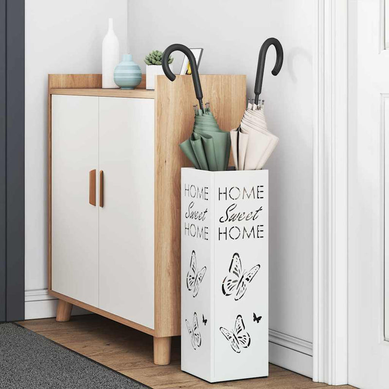 Load image into Gallery viewer, Vidaxl paraplu standaard met opslag wit 15,5 x 15,5 x 49 cm metaal