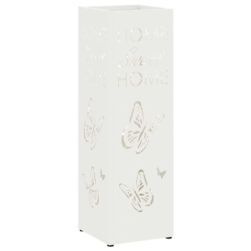 Load image into Gallery viewer, Vidaxl paraplu standaard met opslag wit 15,5 x 15,5 x 49 cm metaal