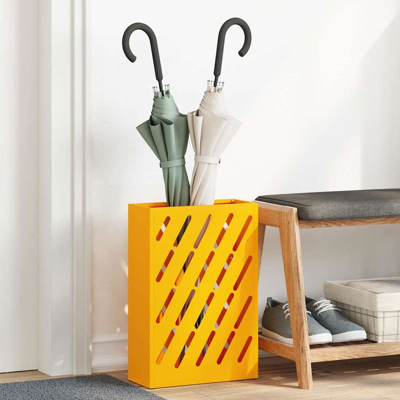Load image into Gallery viewer, Vidaxl paraplu standaard mosterdgeel 28 x 12 x 41 cm staal