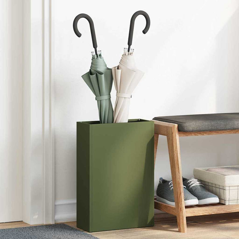 Afbeelding laden in galerijviewer, Vidaxl paraplu standaard olijfgroen 28 x 12 x 41 cm staal