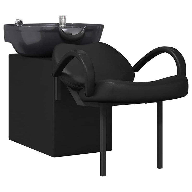 Afbeelding laden in galerijviewer, Vidaxl shampoo stoel zwart 63 x 141 x 92 cm pvc