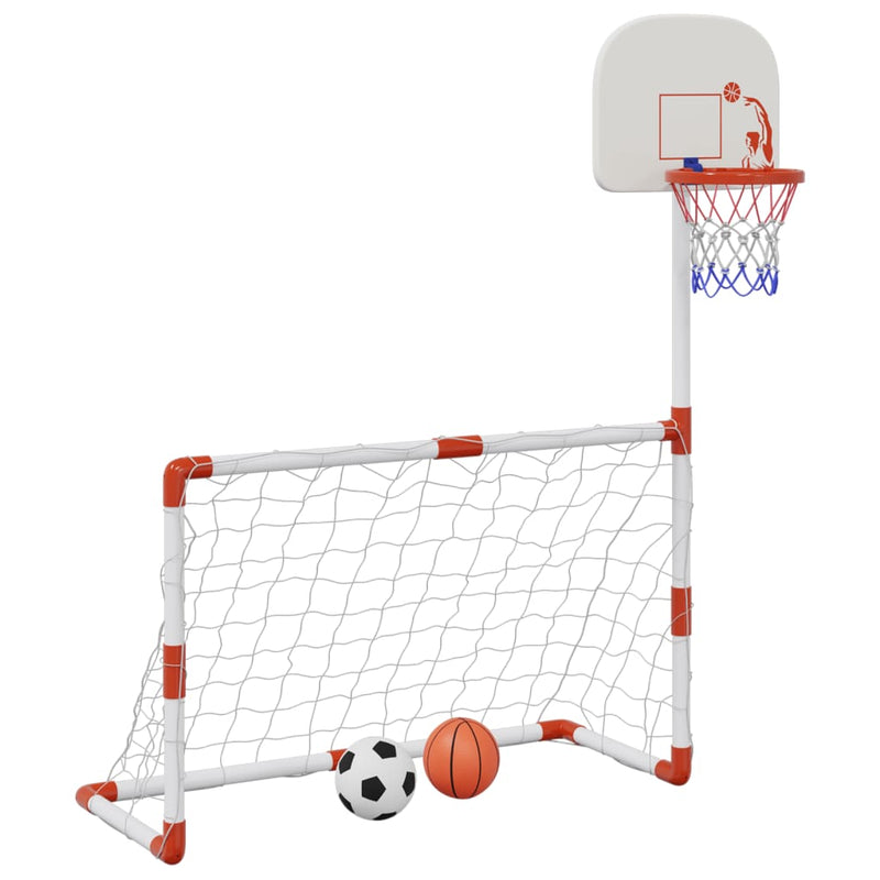 Load image into Gallery viewer, Vidaxl kindervoetbal- en basketbalset met ballen 98x50x70 cm