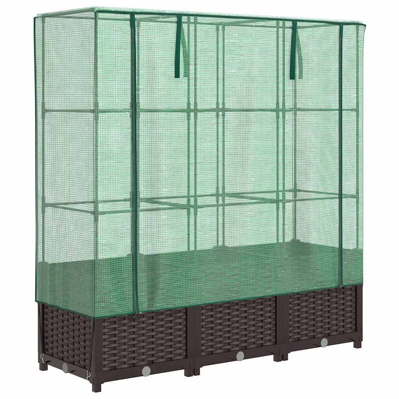 Load image into Gallery viewer, Vidaxl plantenbak verhoogd met kashoes 120x40x138 cm rattanlook