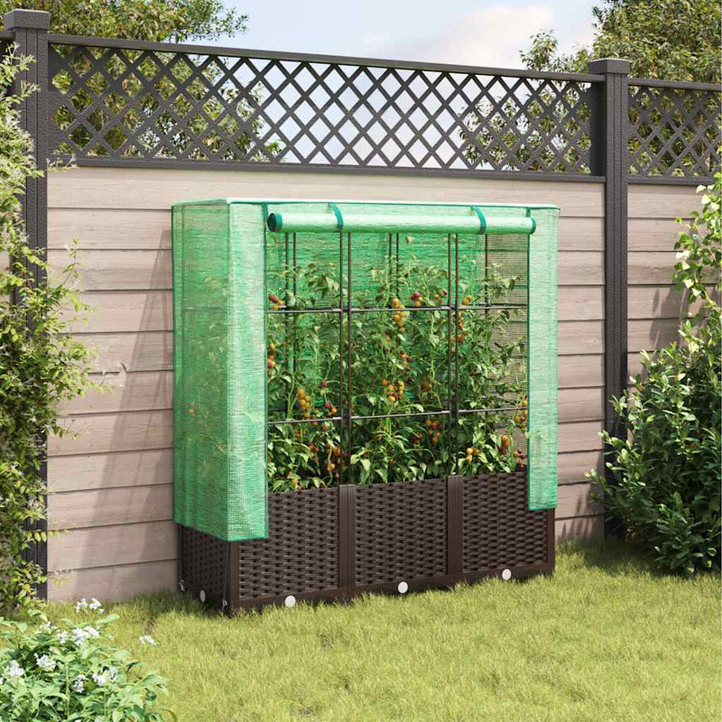 Load image into Gallery viewer, Vidaxl plantenbak verhoogd met kashoes 120x40x138 cm rattanlook