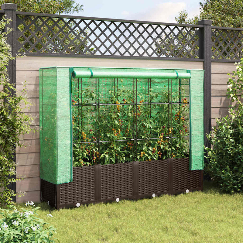 Load image into Gallery viewer, Vidaxl plantenbak verhoogd met kashoes 160x40x138 cm rattanlook