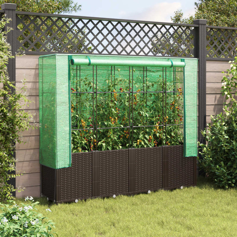 Load image into Gallery viewer, Vidaxl plantenbak verhoogd met kashoes 160x40x153 cm rattanlook