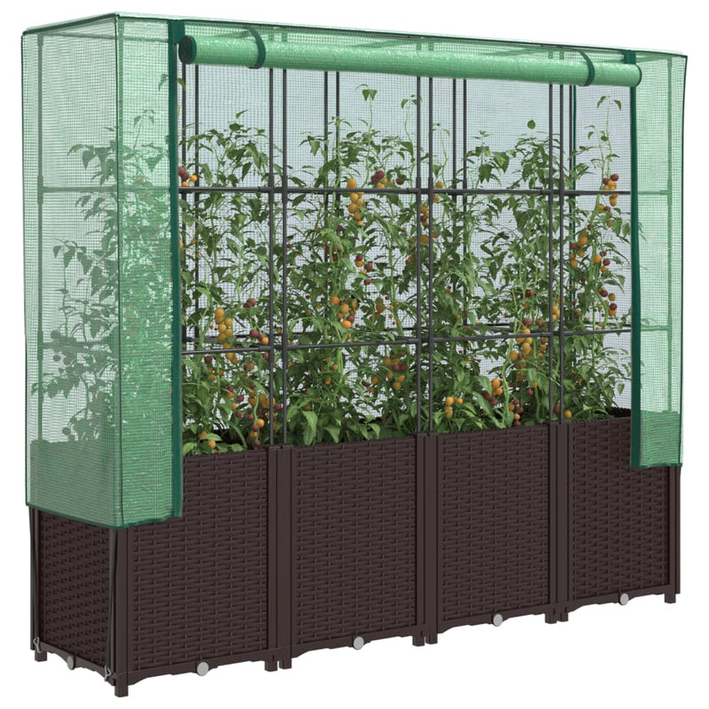 Load image into Gallery viewer, Vidaxl plantenbak verhoogd met kashoes 160x40x153 cm rattanlook