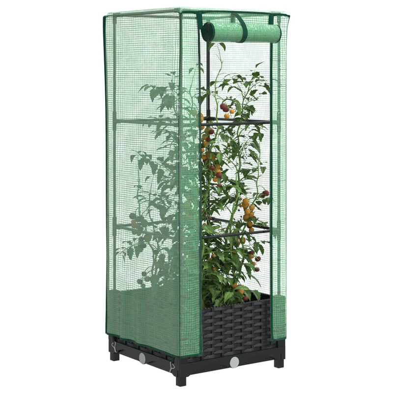 Afbeelding laden in galerijviewer, Vidaxl plantenbak verhoogd met kashoes 40x40x123 cm rattanlook