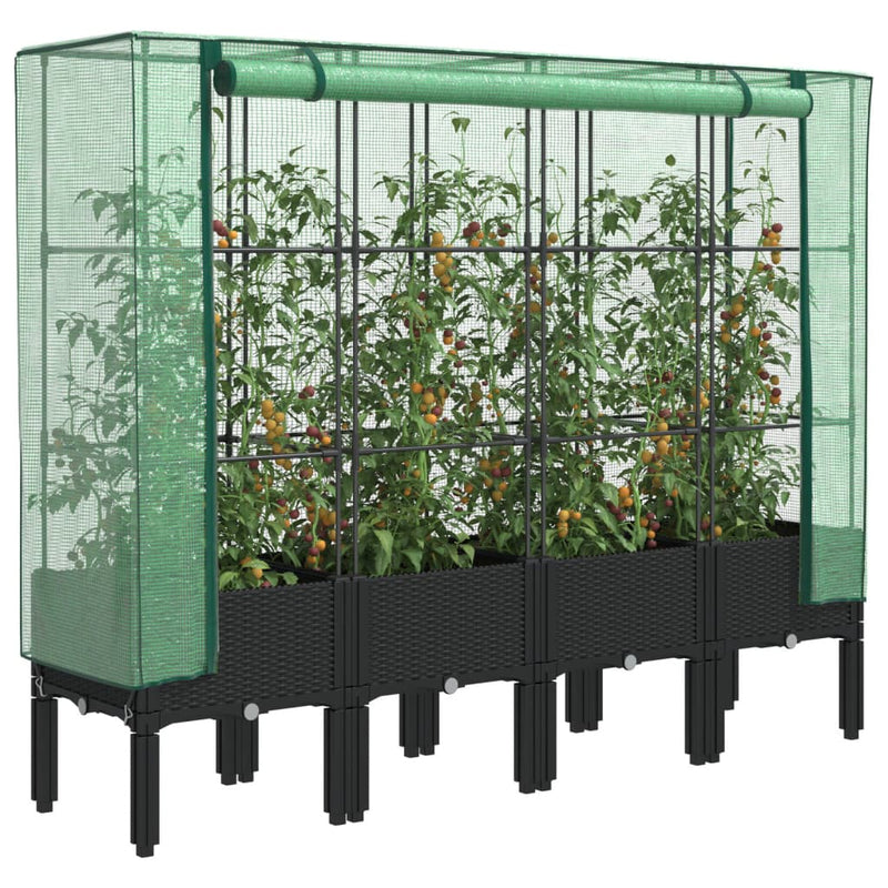 Load image into Gallery viewer, Vidaxl plantenbak verhoogd met kashoes 160x40x140 cm rattanlook