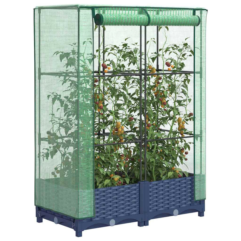 Load image into Gallery viewer, Vidaxl plantenbak verhoogd met kashoes 80x40x123 cm rattanlook
