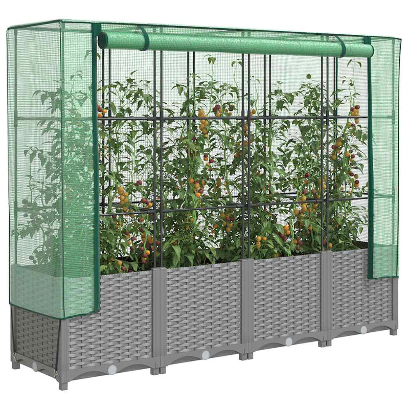 Load image into Gallery viewer, Vidaxl plantenbak verhoogd met kashoes 160x40x138 cm rattanlook