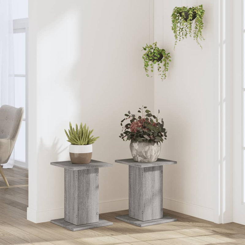 Load image into Gallery viewer, Vidaxl plantenstandaards 2 st 30x30x40 cm bewerkt hout grijs sonoma