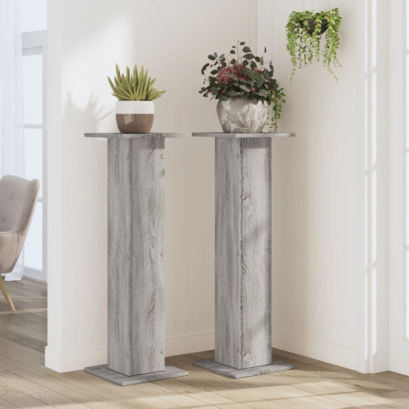 Load image into Gallery viewer, Vidaxl plantenstandaards 2 st 30x30x95 cm bewerkt hout grijs sonoma