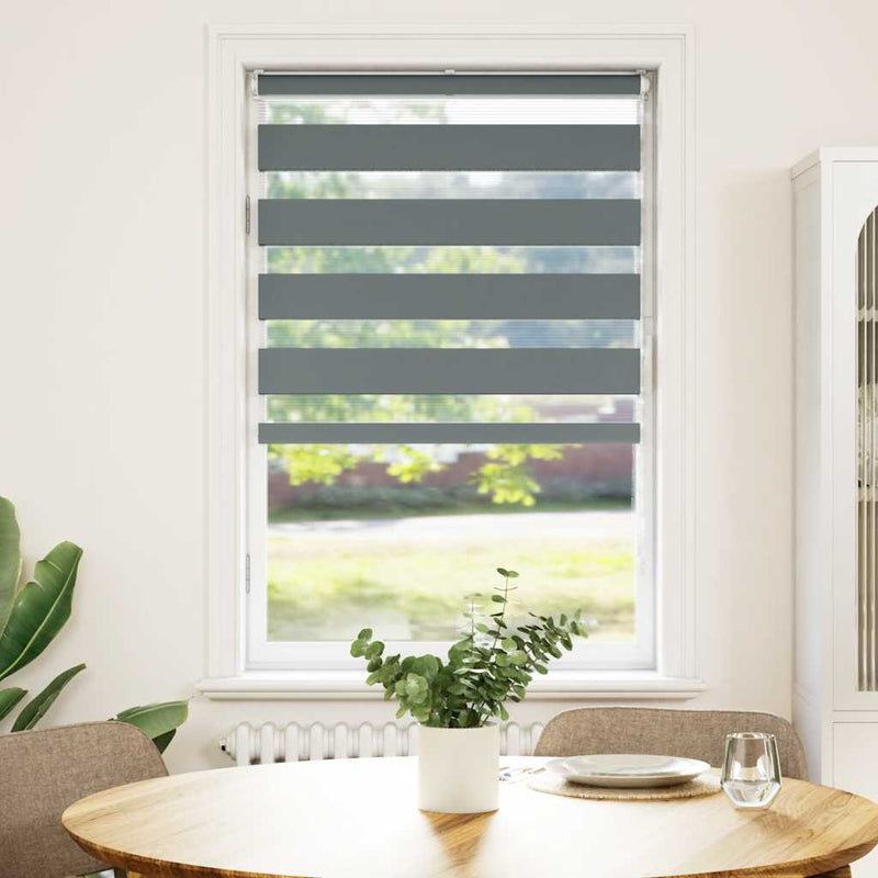 Load image into Gallery viewer, Vidaxl zebra rolgordijn 70x150 cm stofbreedte 65,9 cm donkergrijs