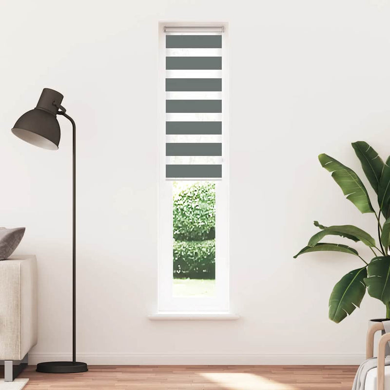 Load image into Gallery viewer, Vidaxl zebra rolgordijn 40x230 cm stofbreedte 35,9 cm donkergrijs