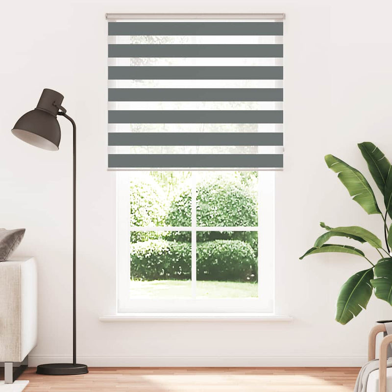 Load image into Gallery viewer, Vidaxl zebra rolgordijn 120x230 cm stofbreedte 115,9 cm donkergrijs