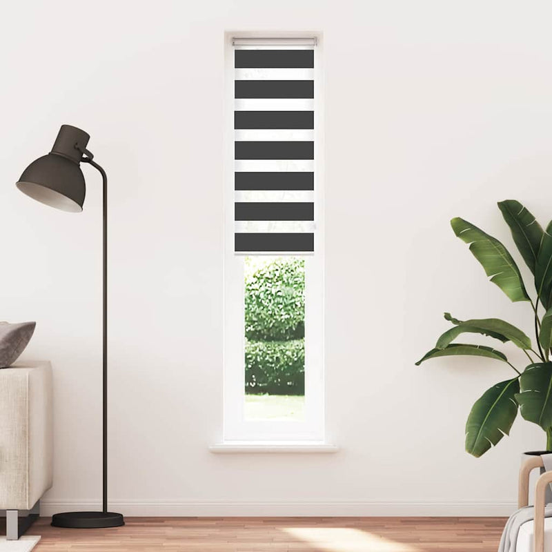 Afbeelding laden in galerijviewer, Vidaxl zebra rolgordijn 40x200 cm stofbreedte 35,9 cm zwart