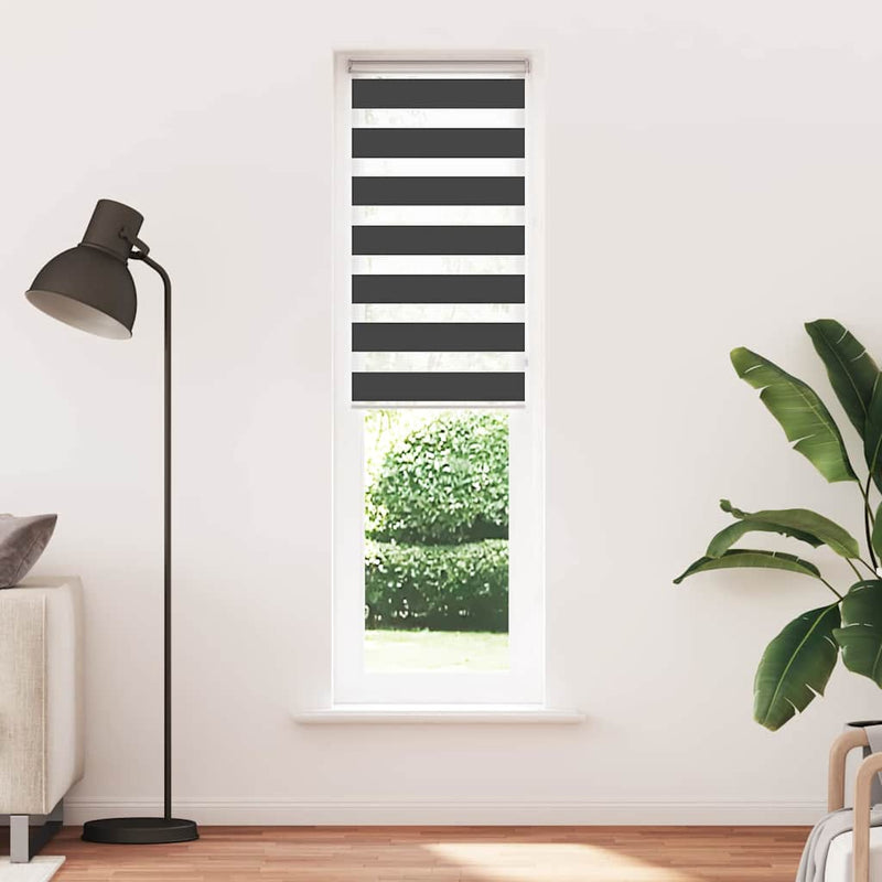 Afbeelding laden in galerijviewer, Vidaxl zebra rolgordijn 55x200 cm stofbreedte 50,9 cm zwart