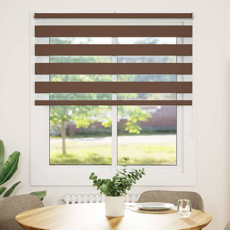 Load image into Gallery viewer, Vidaxl zebra rolgordijn 125x100 cm stofbreedte 120,9cm polyester bruin