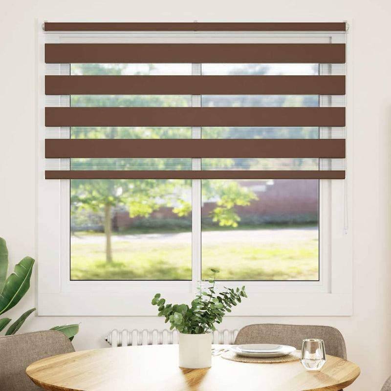 Load image into Gallery viewer, Vidaxl zebra rolgordijn 145x150 cm stofbreedte 140,9cm polyester bruin