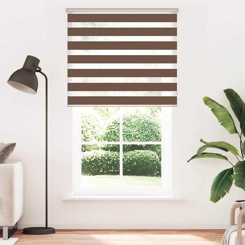 Afbeelding laden in galerijviewer, Vidaxl zebra rolgordijn 120x200 cm stofbreedte 115,9cm polyester bruin