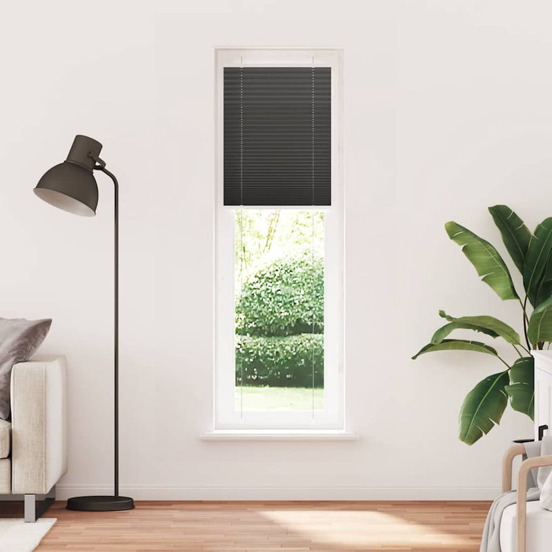 Afbeelding laden in galerijviewer, Vidaxl plissé rolgordijn 60x200 cm stofbreedte 59,4 cm polyester zwart
