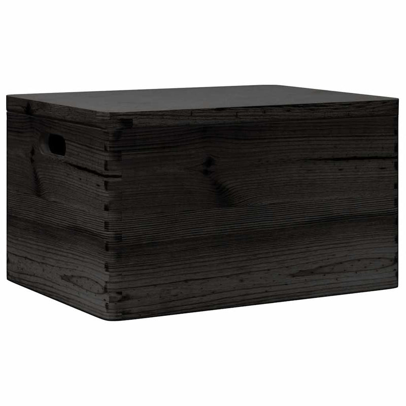 Load image into Gallery viewer, Vidaxl houten kist met deksel handvatten 40x30x23cm grenenhout zwart
