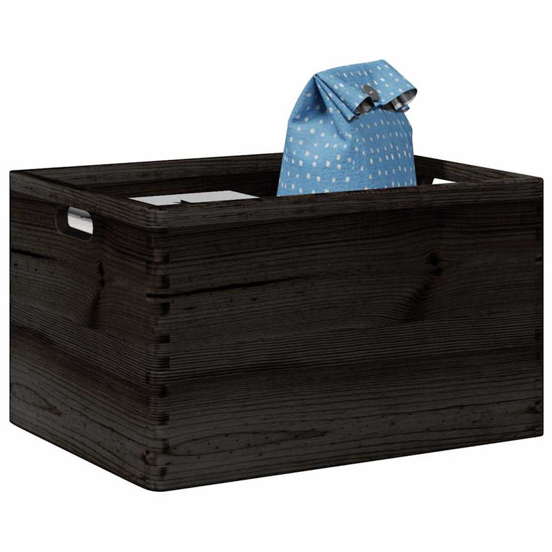 Load image into Gallery viewer, Vidaxl houten kist met handvatten 40x30x23 cm massief grenenhout zwart