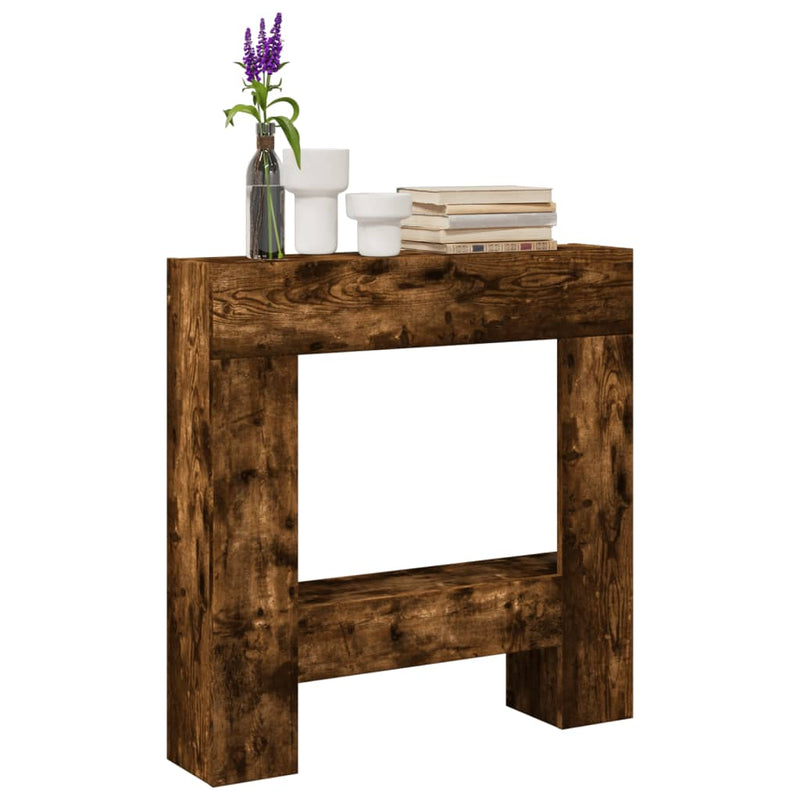 Afbeelding laden in galerijviewer, Vidaxl haardombouw 81x18x82 cm bewerkt hout gerookt eikenkleurig
