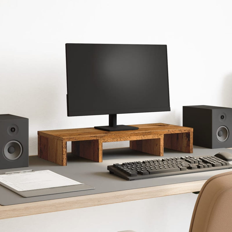 Load image into Gallery viewer, Vidaxl monitorstandaard verstelbaar 60x24x10,5 cm hout oud houtkleurig