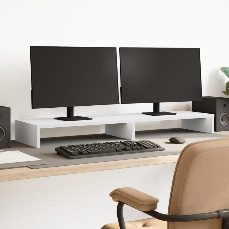 Load image into Gallery viewer, Vidaxl monitorstandaard 100x27x10 cm bewerkt hout wit