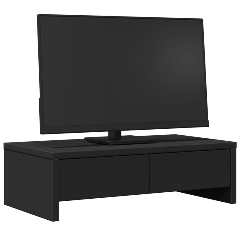 Load image into Gallery viewer, Vidaxl monitorstandaard met lades 50x27x15 cm bewerkt hout zwart