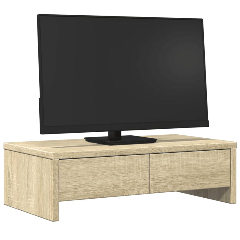 Load image into Gallery viewer, Vidaxl monitorstandaard met lades 50x27x15 cm hout sonoma eikenkleur