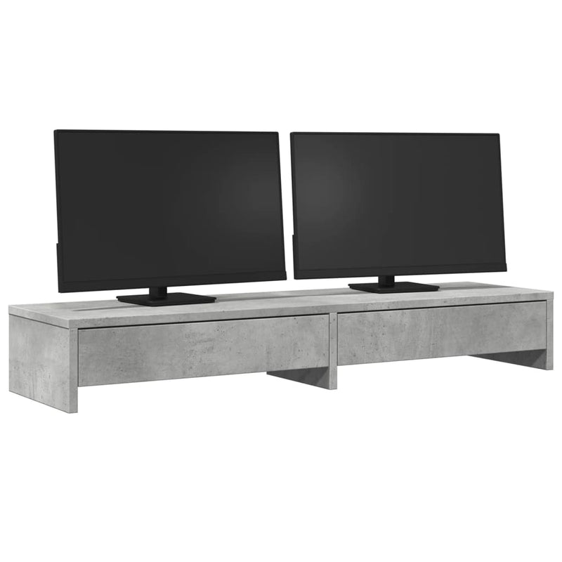 Load image into Gallery viewer, Vidaxl monitorstandaard met lades 100x27x15 cm bewerkt hout betongrijs