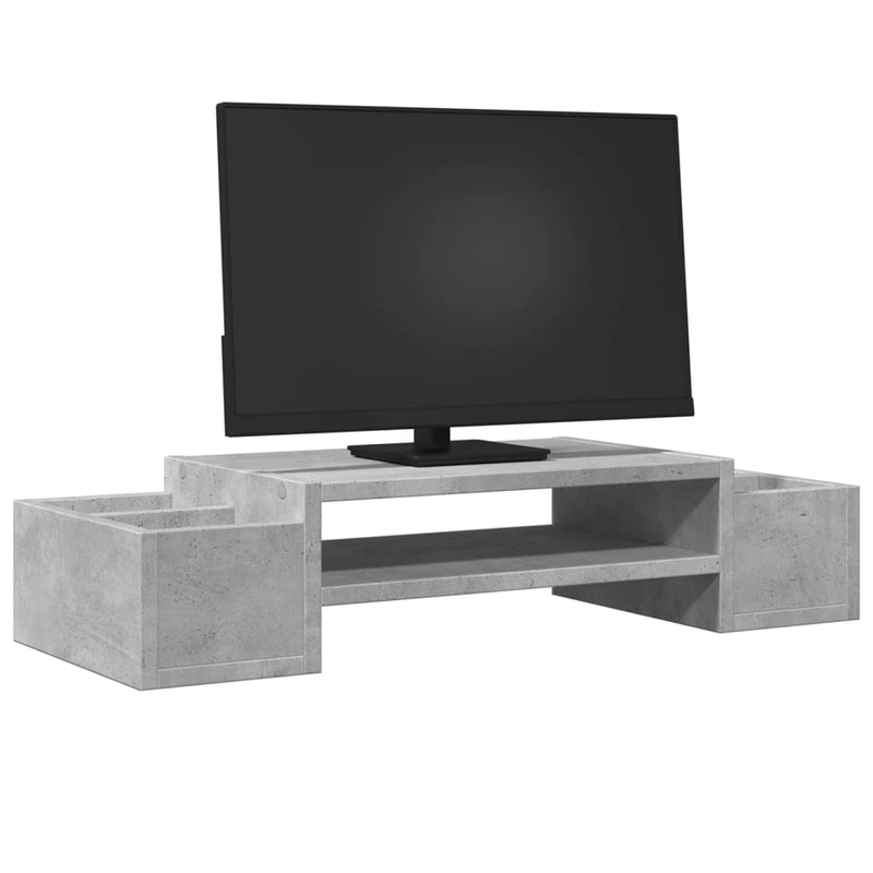 Load image into Gallery viewer, Vidaxl monitorstandaard met opbergruimte 70x27x15 cm hout betongrijs