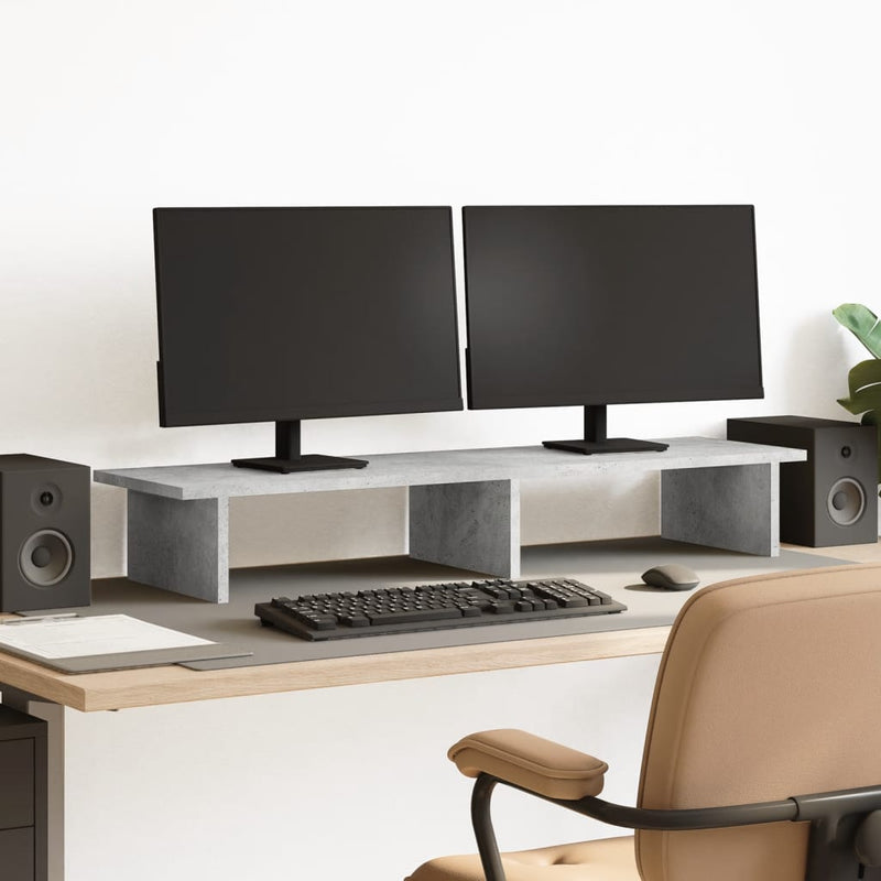 Load image into Gallery viewer, Vidaxl monitorstandaard 100x27x15 cm bewerkt hout betongrijs