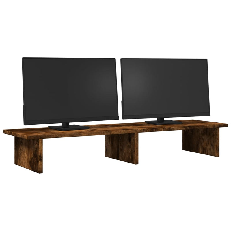 Load image into Gallery viewer, Vidaxl monitorstandaard 100x27x15 cm bewerkt hout gerookt eikenkleurig