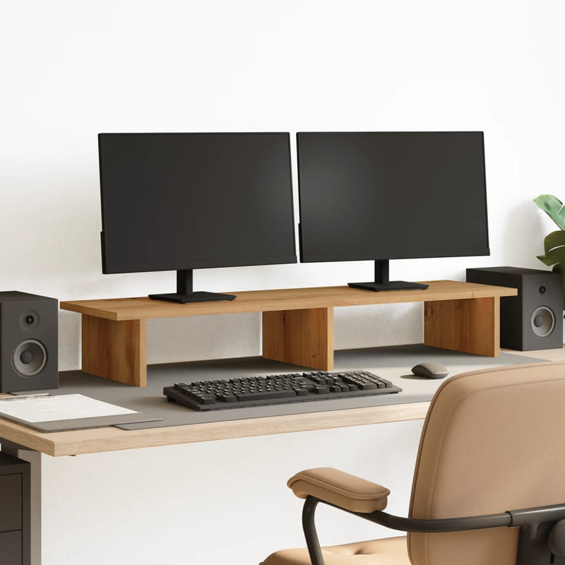 Load image into Gallery viewer, Vidaxl monitorstandaard 100x27x15 cm bewerkt hout artisanaal eiken