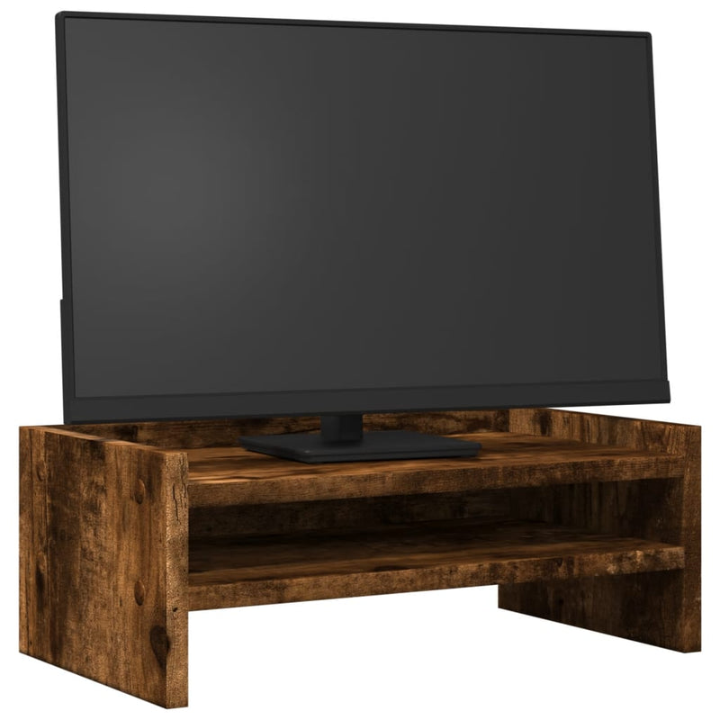 Load image into Gallery viewer, Vidaxl monitorstandaard 42x24x16 cm bewerkt hout gerookt eikenkleurig