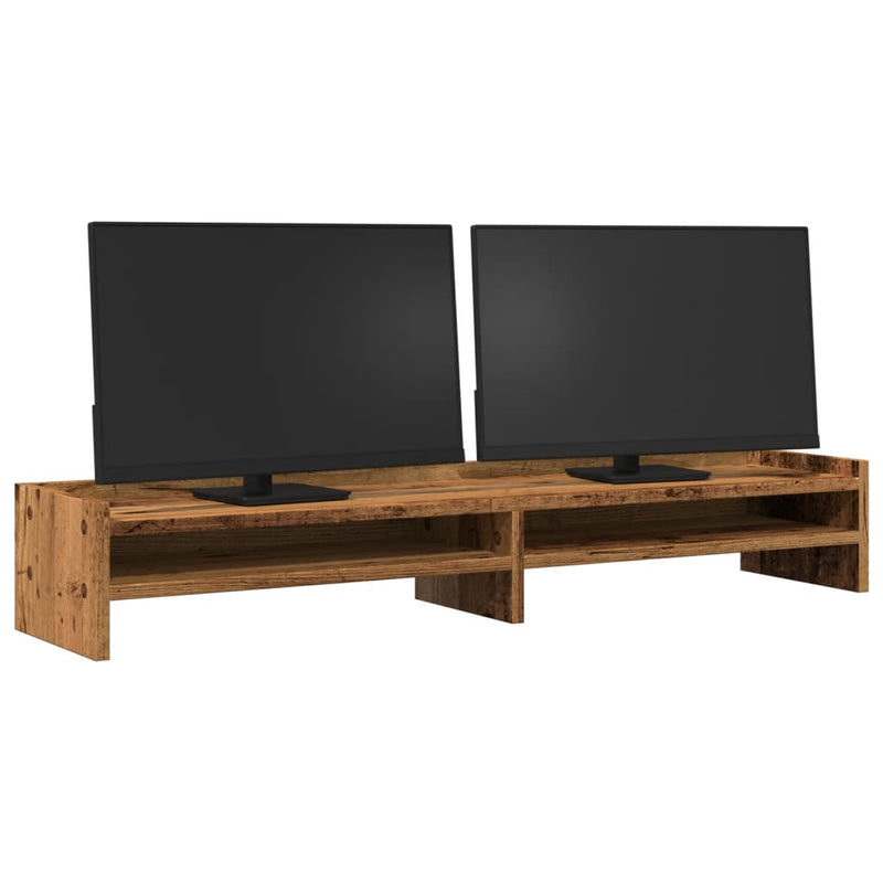 Load image into Gallery viewer, Vidaxl monitorstandaard 100x24x16 cm bewerkt hout oud houtkleurig