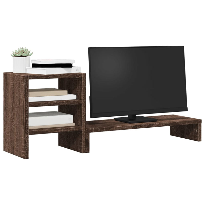 Load image into Gallery viewer, Vidaxl monitorstandaard met bureau-organizer bewerkt hout bruin eiken