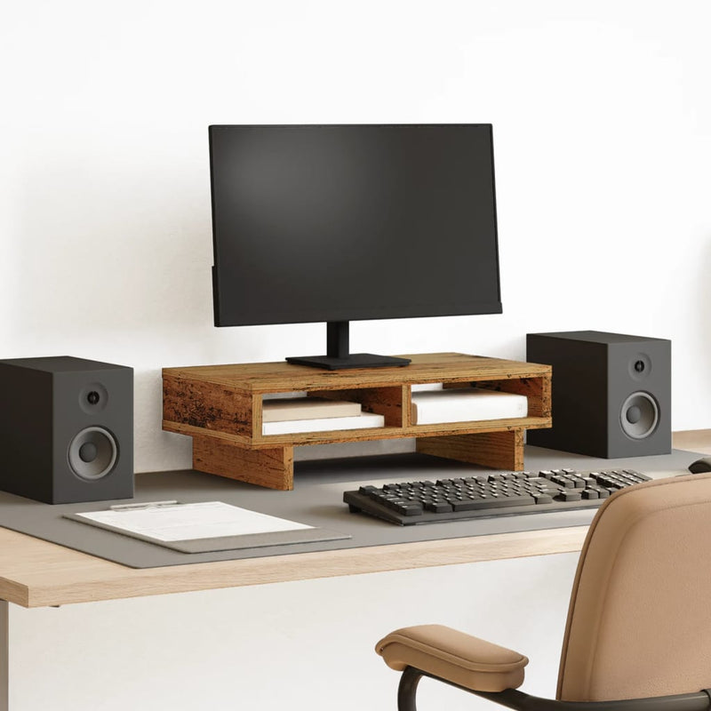 Load image into Gallery viewer, Vidaxl monitorstandaard 50x27x15 cm bewerkt hout oud houtkleurig