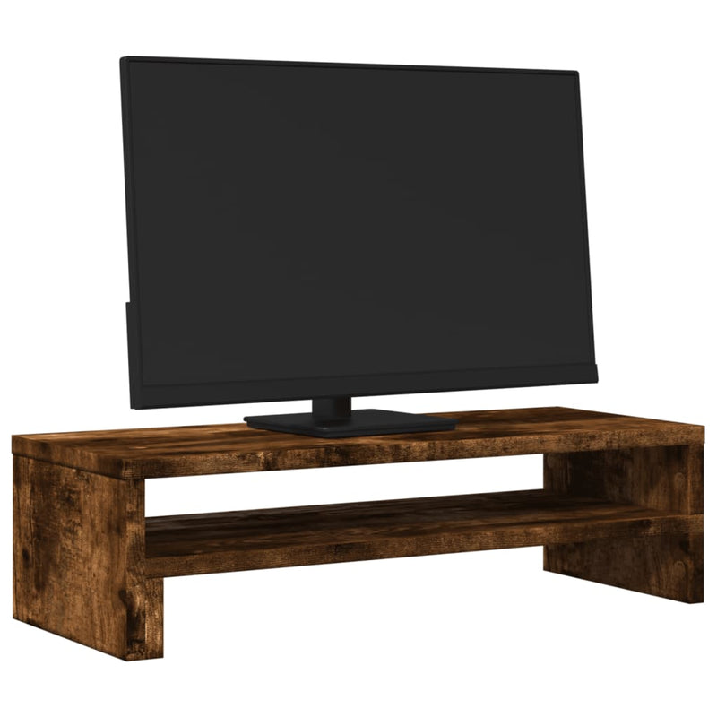 Load image into Gallery viewer, Vidaxl monitorstandaard 54x22x15 cm bewerkt hout gerookt eikenkleurig