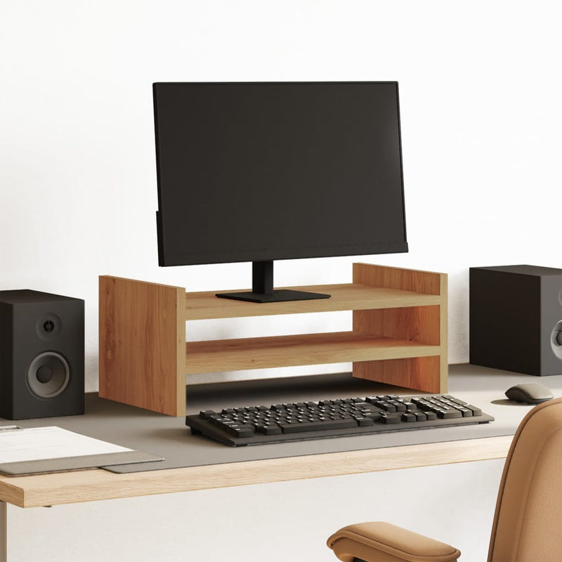 Load image into Gallery viewer, Vidaxl monitorstandaard 50x27x20 cm bewerkt hout artisanaal eikenkleur