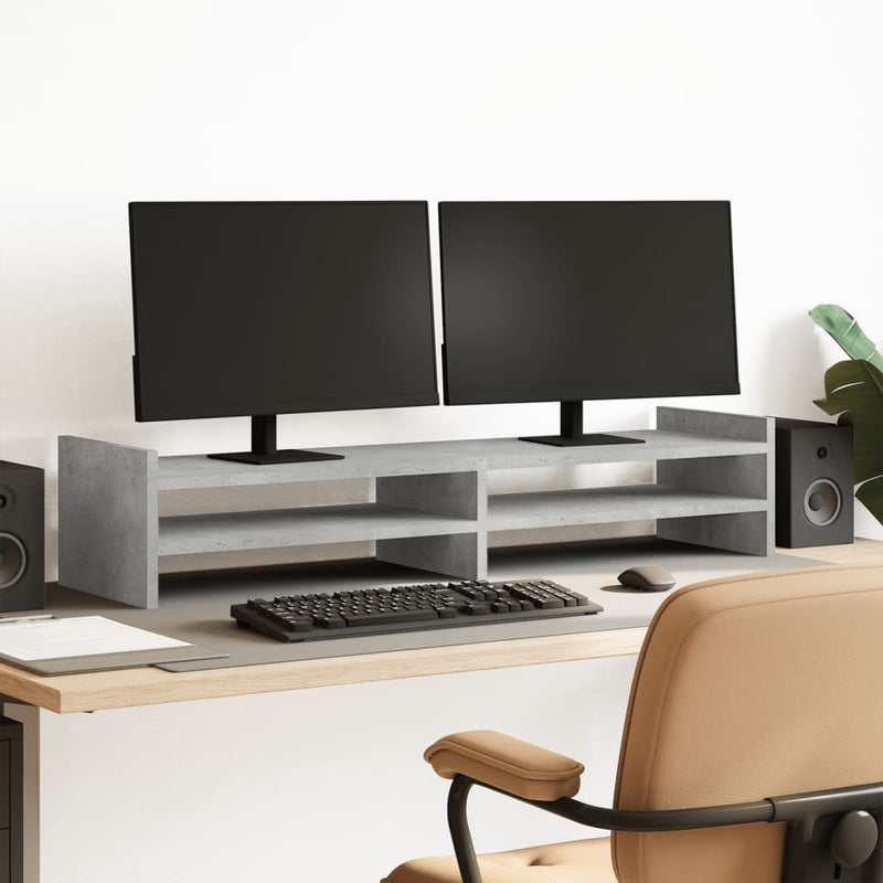 Load image into Gallery viewer, Vidaxl monitorstandaard 100x27x20 cm bewerkt hout betongrijs