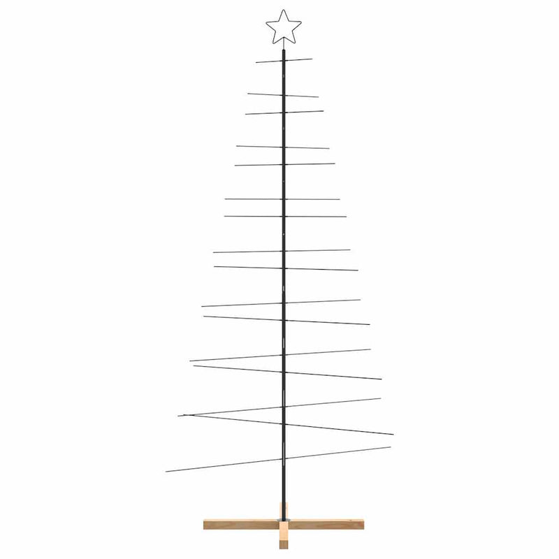 Afbeelding laden in galerijviewer, Vidaxl kerstdecoratie kerstboom met houten basis 210 cm metaal zwart
