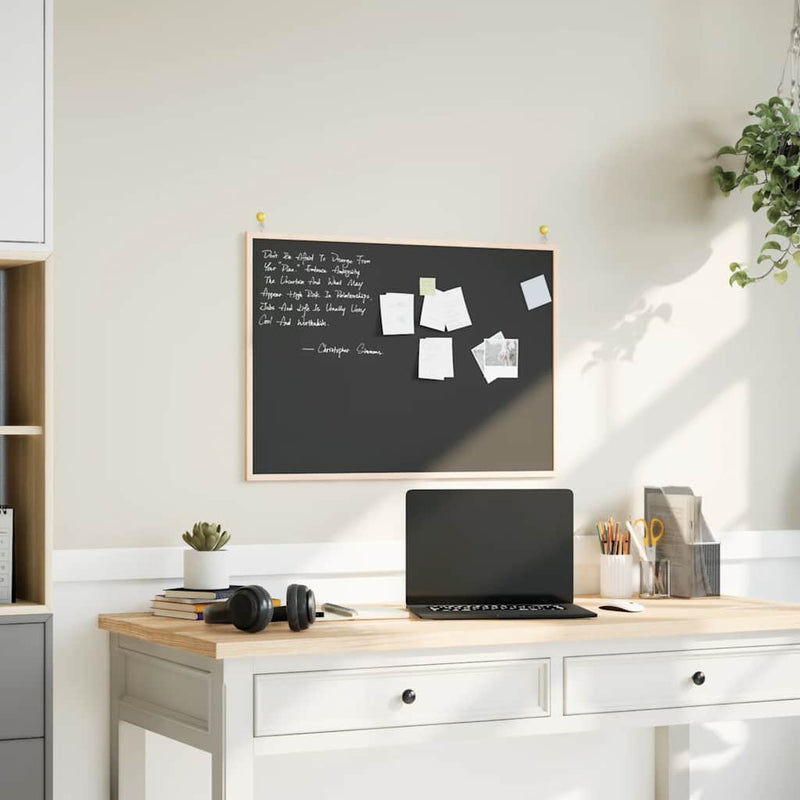 Afbeelding laden in galerijviewer, Vidaxl krijtbord met massief grenenhouten frame zwart 80x55 cm