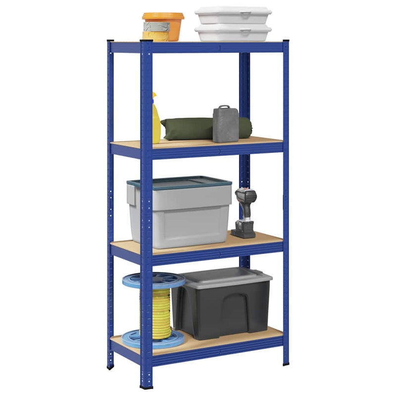 Load image into Gallery viewer, Vidaxl opbergrek 4-laags staal en bewerkt hout blauw