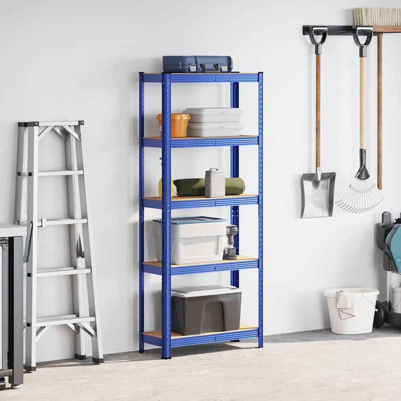 Load image into Gallery viewer, Vidaxl opbergrek 5-laags staal bewerkt hout blauw